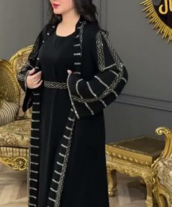 Alternative view of অরিজিনাল দুবাই ফেব্রিক বোরকা ৩ পাটের ডিজাইন হাই কোয়ালিটি স্টোন ওয়ার্ক